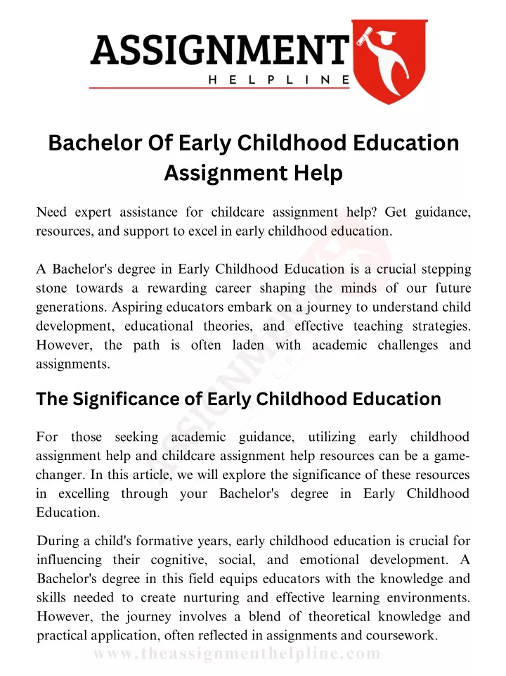 bachelor of early childhood education assignment help