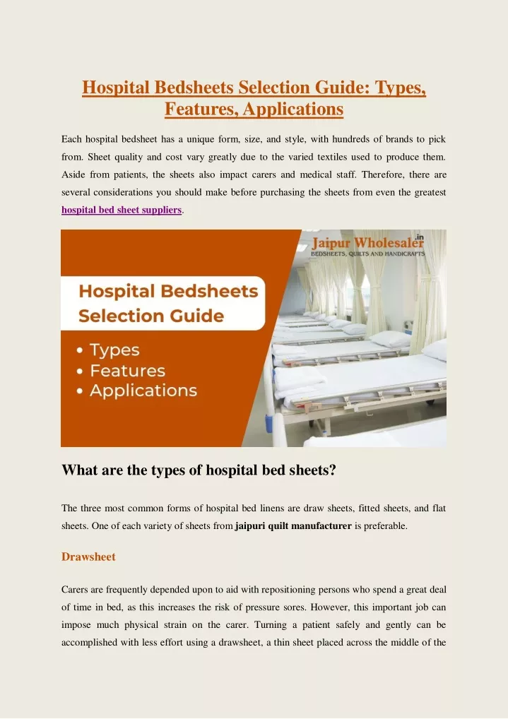 hospital bedsheets selection guide types features