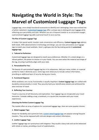 The Marvel of Customized Luggage Tags
