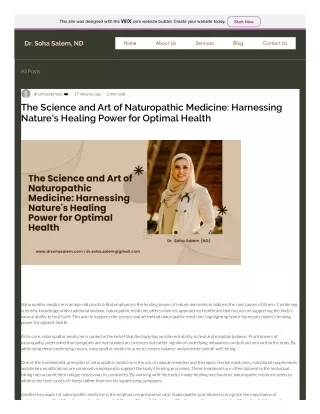 The Science and Art of Naturopathic Medicine: Harnessing Nature's Healing Power