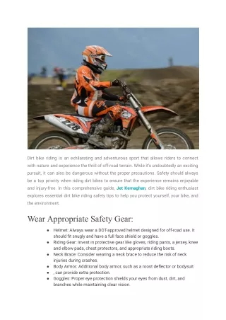 Jet Kernaghan | Essential Dirt Bike Riding Safety Tips