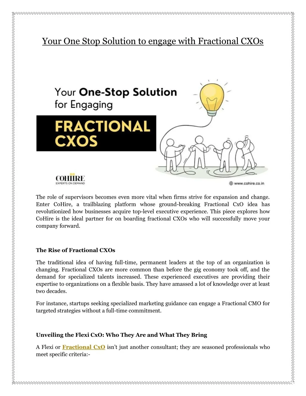PPT - Your One Stop Solution to engage with Fractional CXOs PowerPoint ...