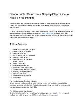 Canon Printer Setup_ Your Step-by-Step Guide to Hassle-Free Printing