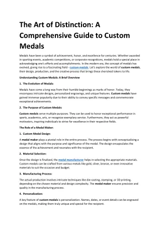 A Comprehensive Guide to Custom Medals