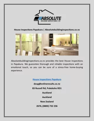 House Inspections Papakura | Absolutebuildinginspections.co.nz