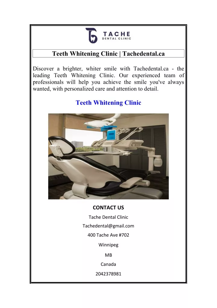 teeth whitening clinic tachedental ca