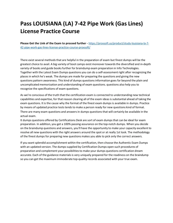 pass louisiana la 7 42 pipe work gas lines license practice course