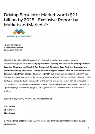 Driving Simulator Market worth $2.1 billion by 2025 - Exclusive Report by MarketsandMarkets™