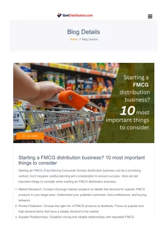 Starting a FMCG distribution business? 10 most important things to consider