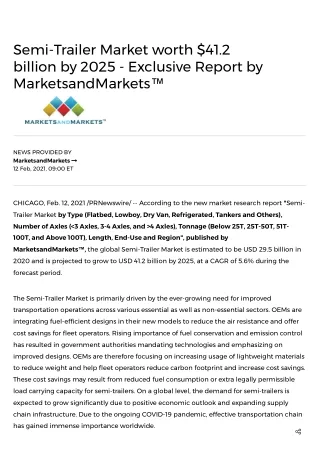 Semi-Trailer Market worth $41.2 billion by 2025 - Exclusive Report by MarketsandMarkets™
