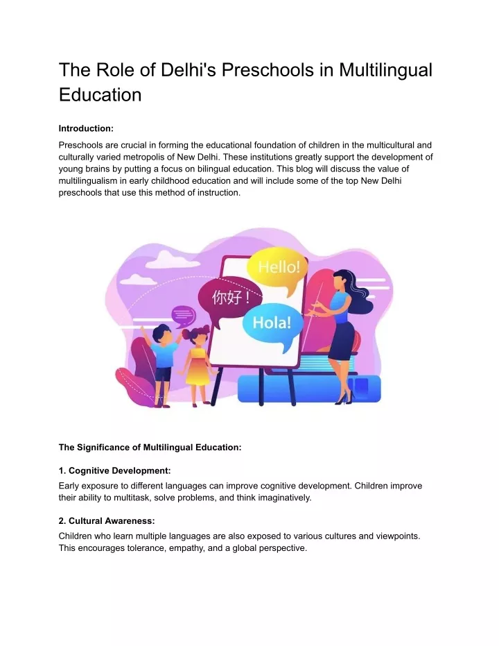 the role of delhi s preschools in multilingual