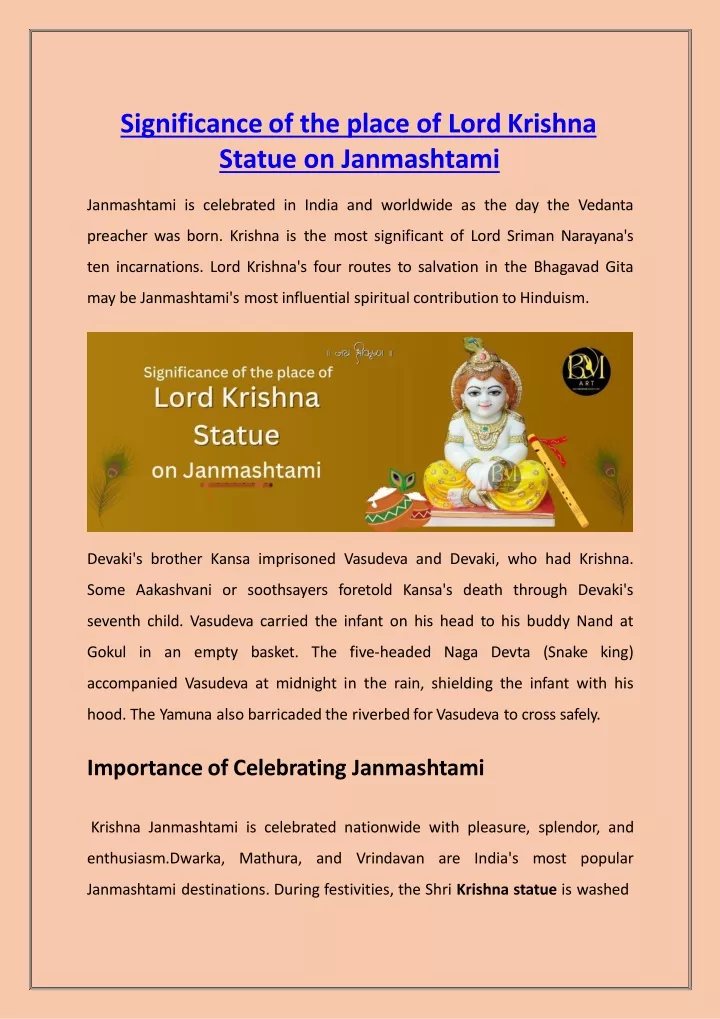 significance of the place of lord krishna statue on janmashtami