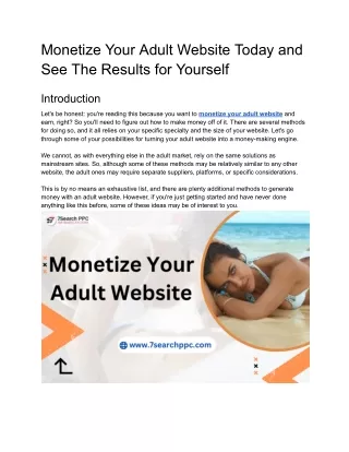 Monetize Your Adult Website Today and See The Results for Yourself