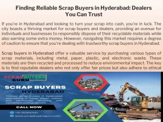 Finding Reliable Scrap Buyers in Hyderabad Dealers You Can Trust