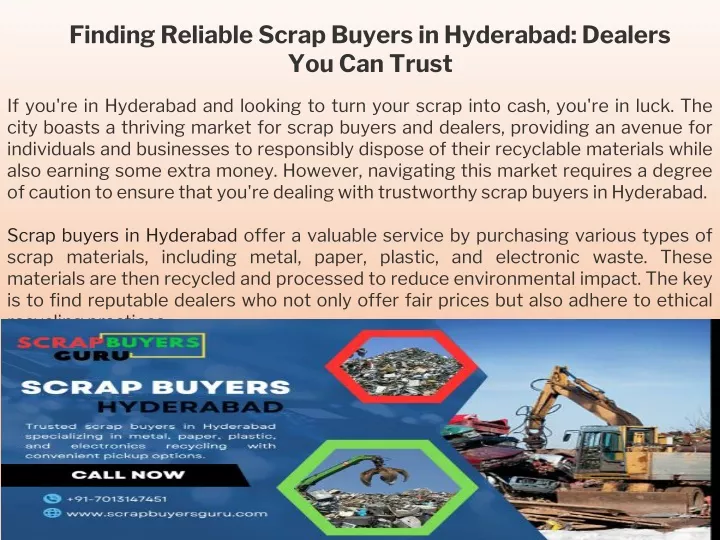 finding reliable scrap buyers in hyderabad