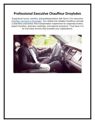 Professional Executive Chauffeur Droylsden PDF