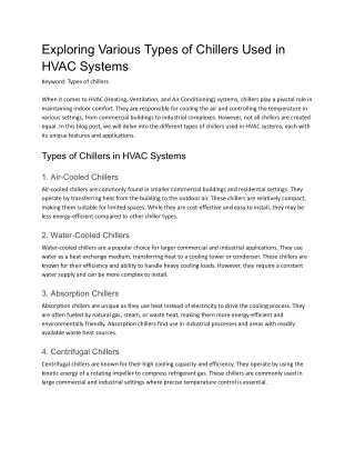 exploring various types of chillers used in hvac