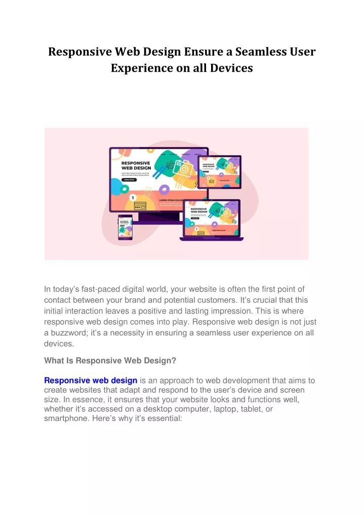responsive web design ensure a seamless user