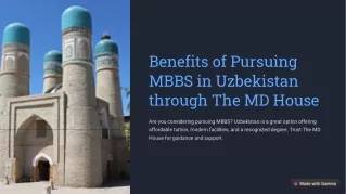 Benefits of Pursuing MBBS in Uzbekistan through The MD House