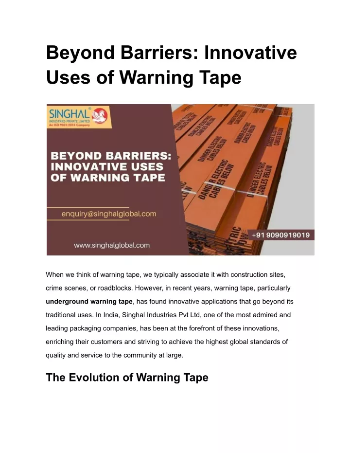 beyond barriers innovative uses of warning tape