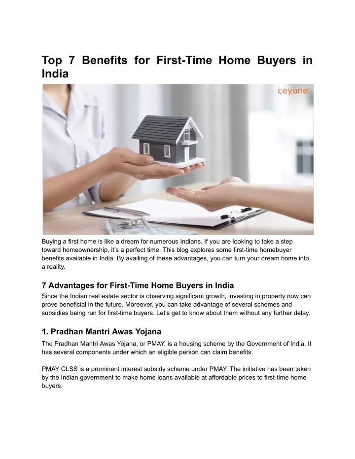 top 7 benefits for first time home buyers in india