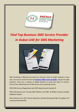 Find Top Business SMS Service Provider in Dubai UAE for SMS Marketing