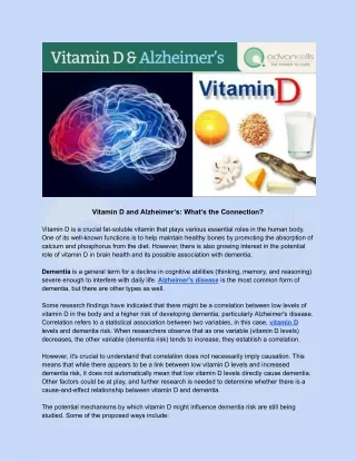 What’s the connection bitween Vitamin D and Alzheimer’s