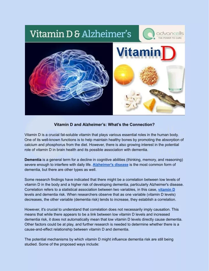 vitamin d and alzheimer s what s the connection