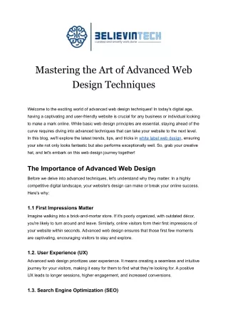 Mastering the Art of Advanced Web Design Techniques