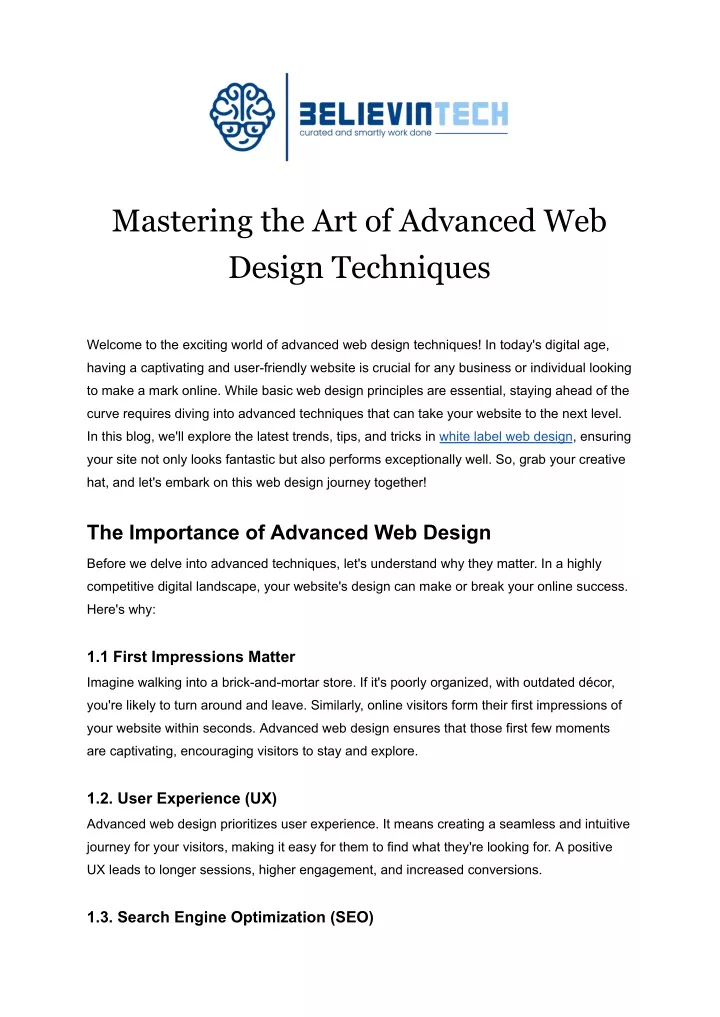 mastering the art of advanced web design