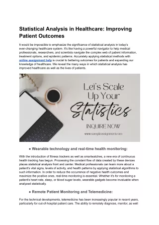 Statistical Analysis in Healthcare_ Improving Patient Outcomes