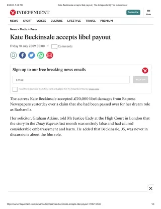 Kate Beckinsale accepts libel payout - Graham Atkins