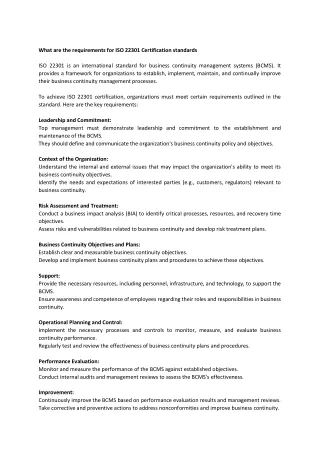 what are the requirements for iso 22301