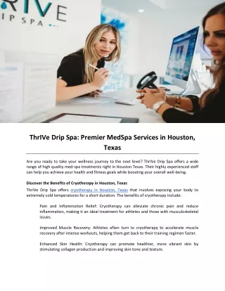 ThrIVe Drip Spa: Premier MedSpa Services in Houston, Texas