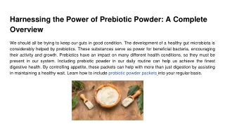 Harnessing the Power of Prebiotic Powder_ A Complete Overview