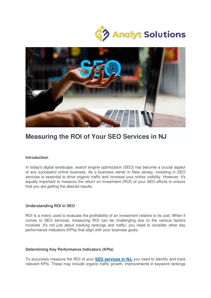 measuring the roi of your seo services in nj