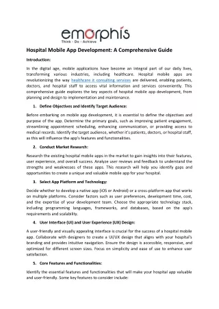 hospital mobile app development a comprehensive