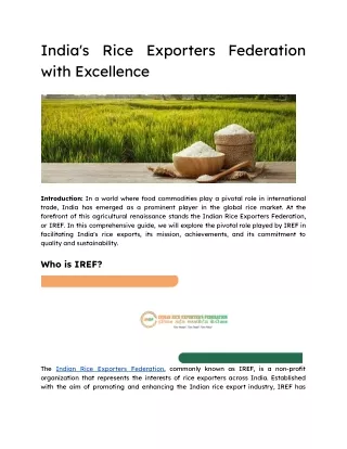 Who is India's Rice Exporters Federation