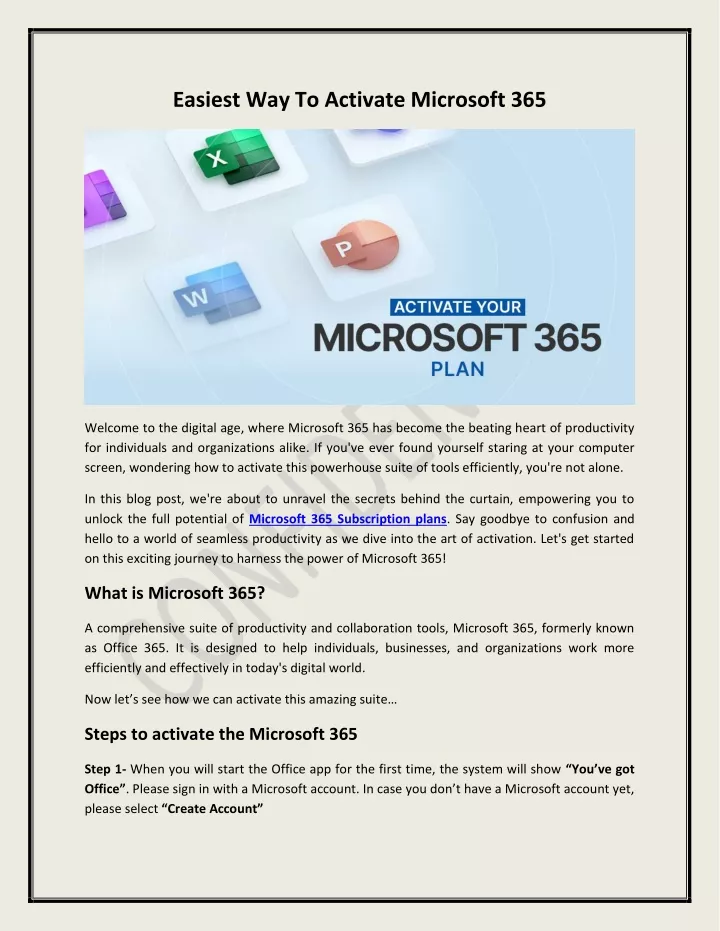 easiest way to activate microsoft 365