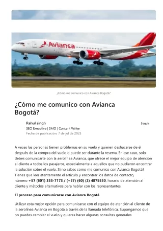 ¿Cómo me comunico con Avianca?