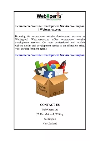 Ecommerce Website Development Service Wellington  Webxperts.co.nz