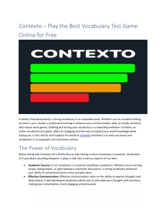 Contexto – Play the Best Vocabulary Test Game Online for Free