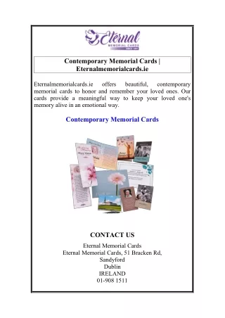Contemporary Memorial Cards  Eternalmemorialcards.ie