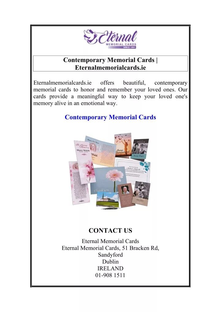 contemporary memorial cards eternalmemorialcards