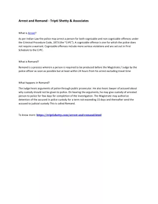 arrest and remand tripti shetty associates
