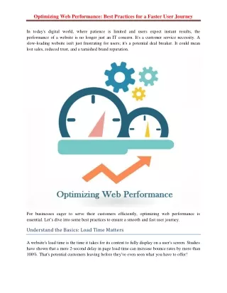 Optimizing Web Performance: Best Practices for a Faster User Journey