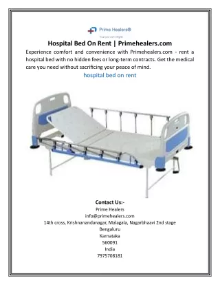 Hospital Bed On Rent | Primehealers.com