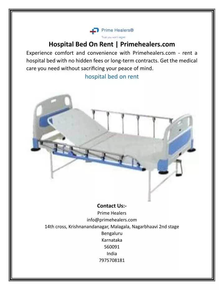 hospital bed on rent primehealers com experience