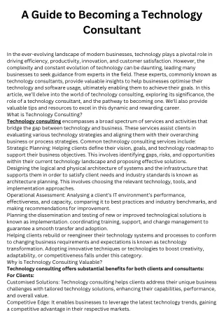 a guide to becoming a technology consultant