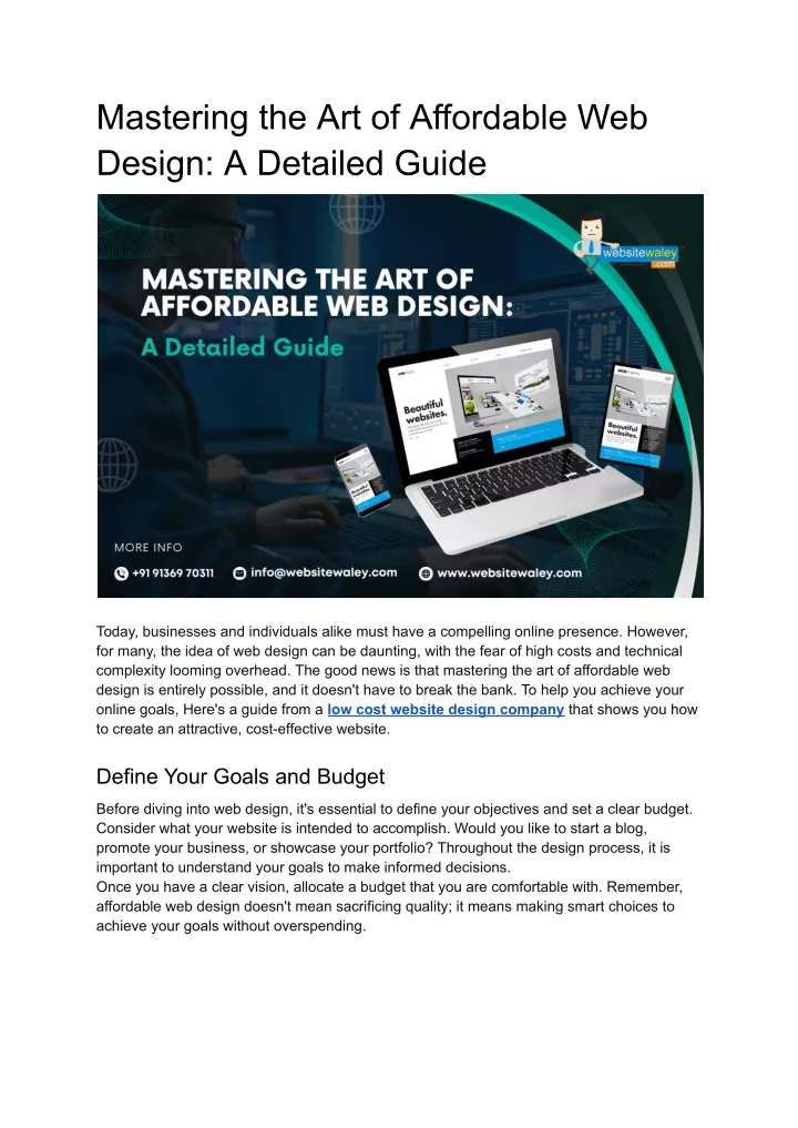 mastering the art of affordable web design